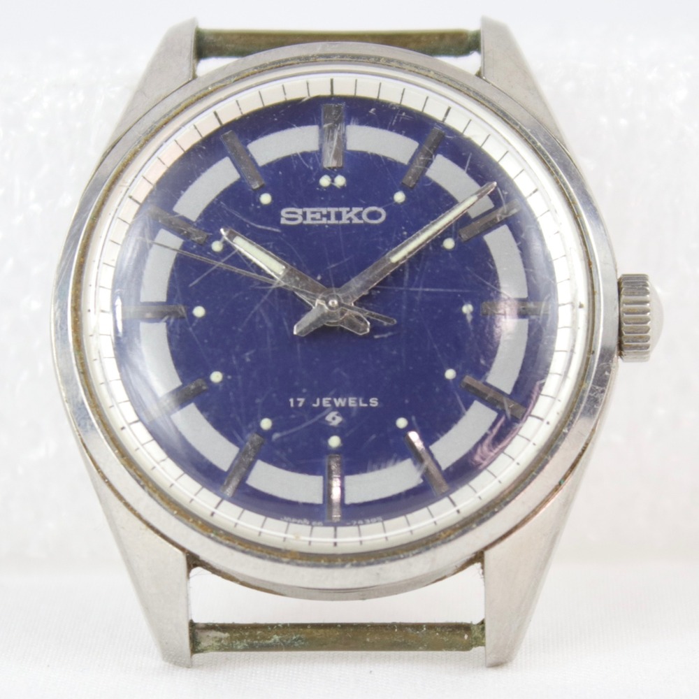 Vintage Seiko 17 Jewels Blue Dial 66-7109 Stainless Steel Manual Wind Watch
